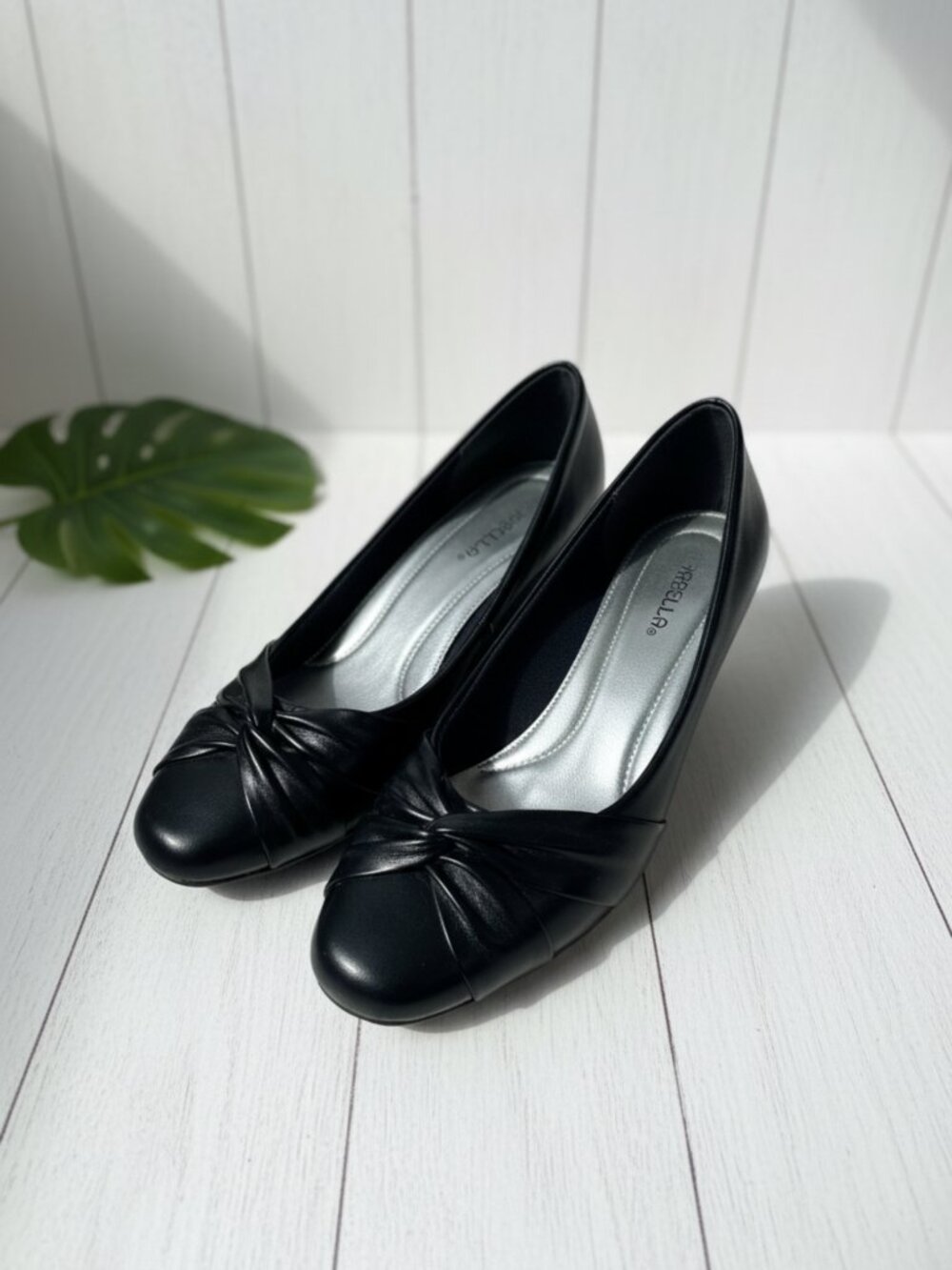 Marbella Black Knotted Toe Low Heels + Spare Heel Caps
